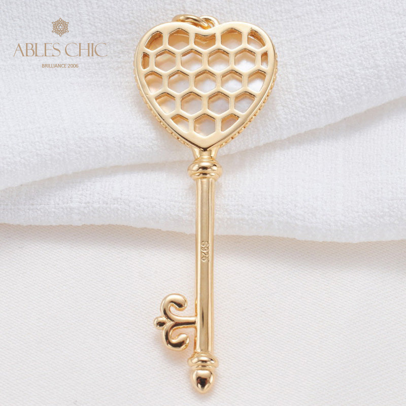 Heart Mabe Pearl Key Pendant 5840