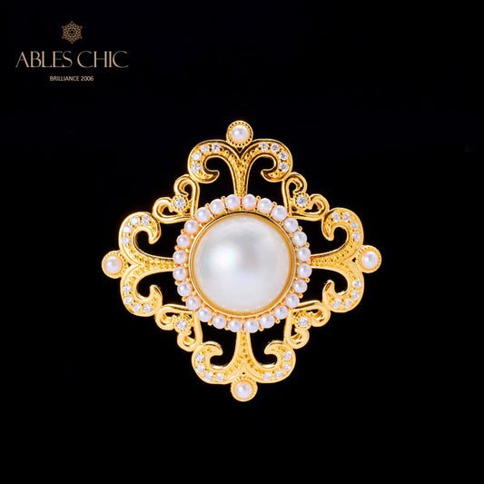 Mabe Pearl Filigree Halo Pendant 5821