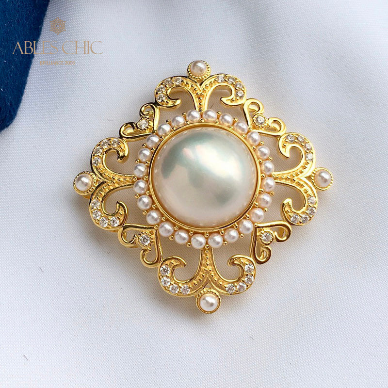 Mabe Pearl Filigree Halo Pendant 5821