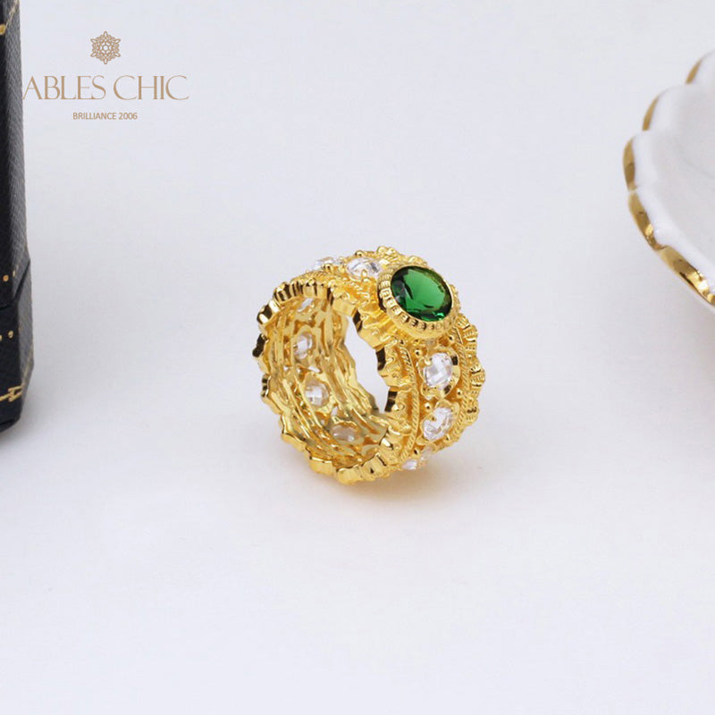 Floral Filigree Emerald Ring 5077