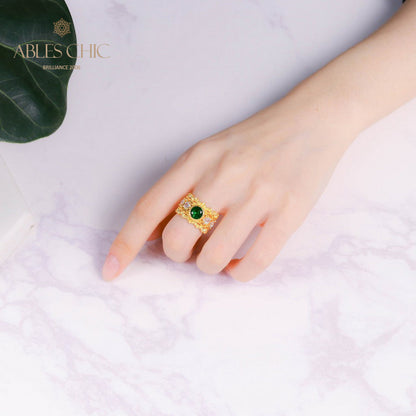 Floral Filigree Emerald Ring 5077