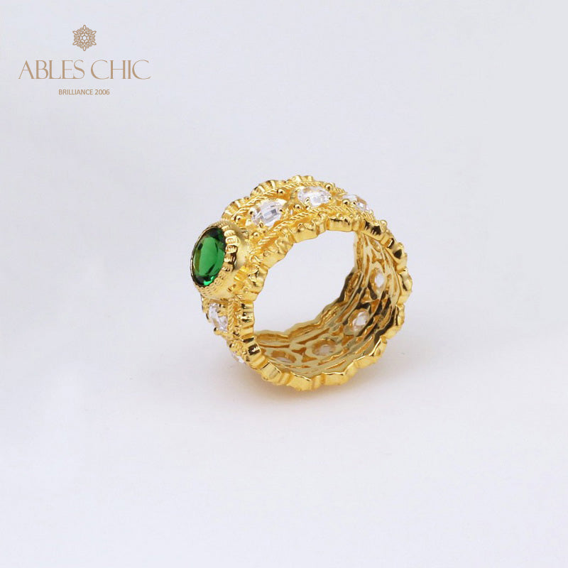 Floral Filigree Emerald Ring 5077