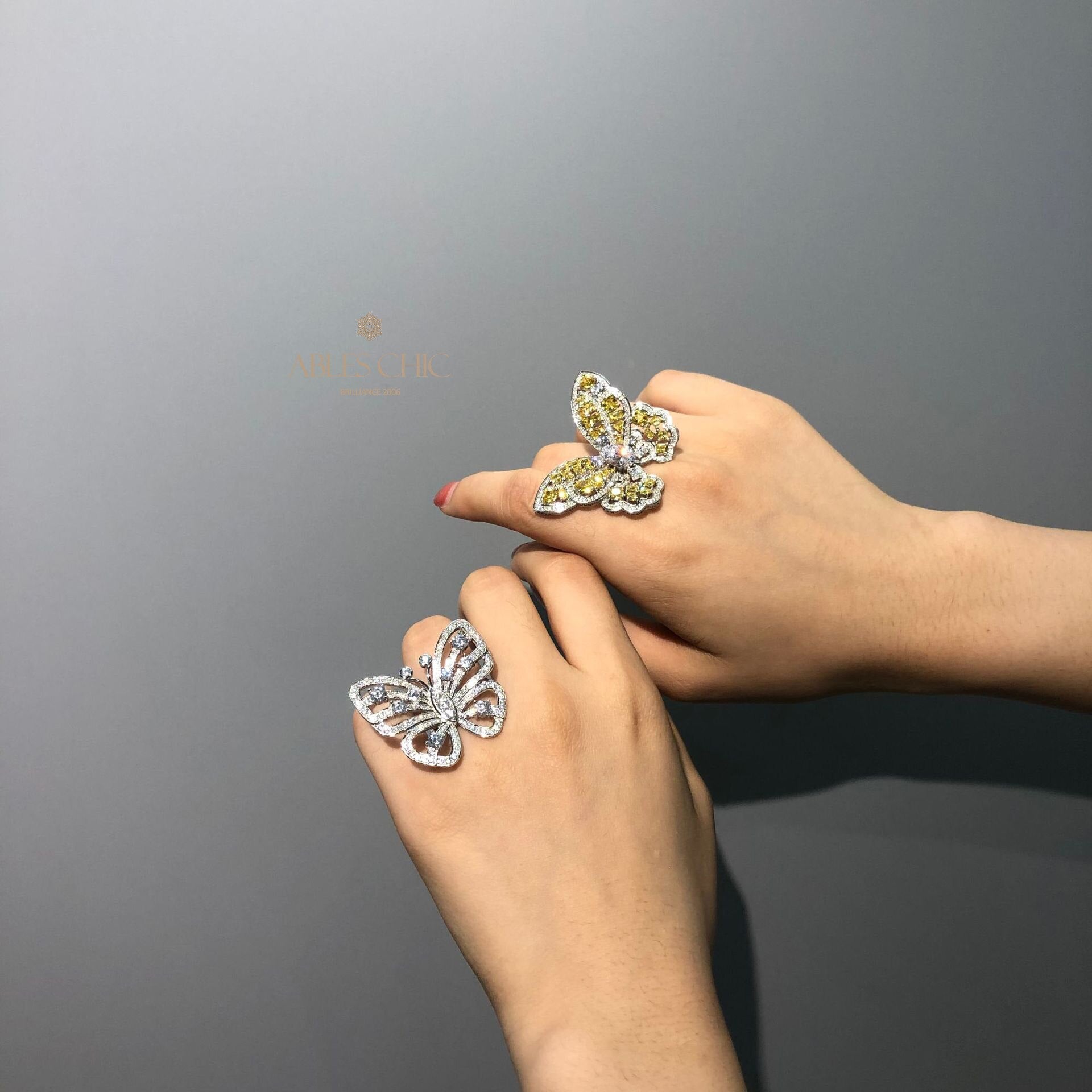 Paved Giant Butterfly Statement Ring R1249