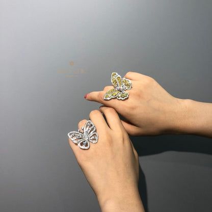 Paved Giant Butterfly Statement Ring R1249