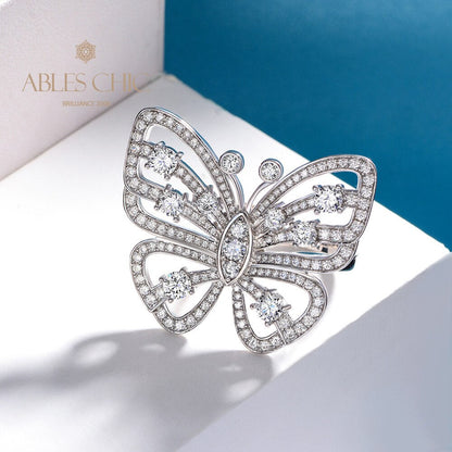 Paved Giant Butterfly Statement Ring R1249