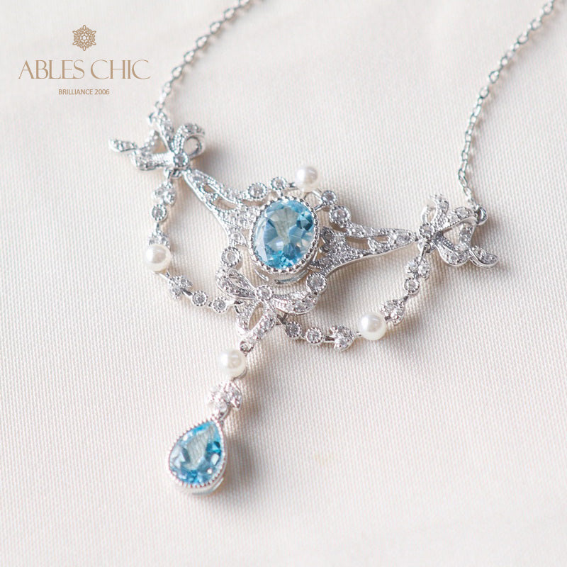 Natural Topaz Floral Necklace 6062