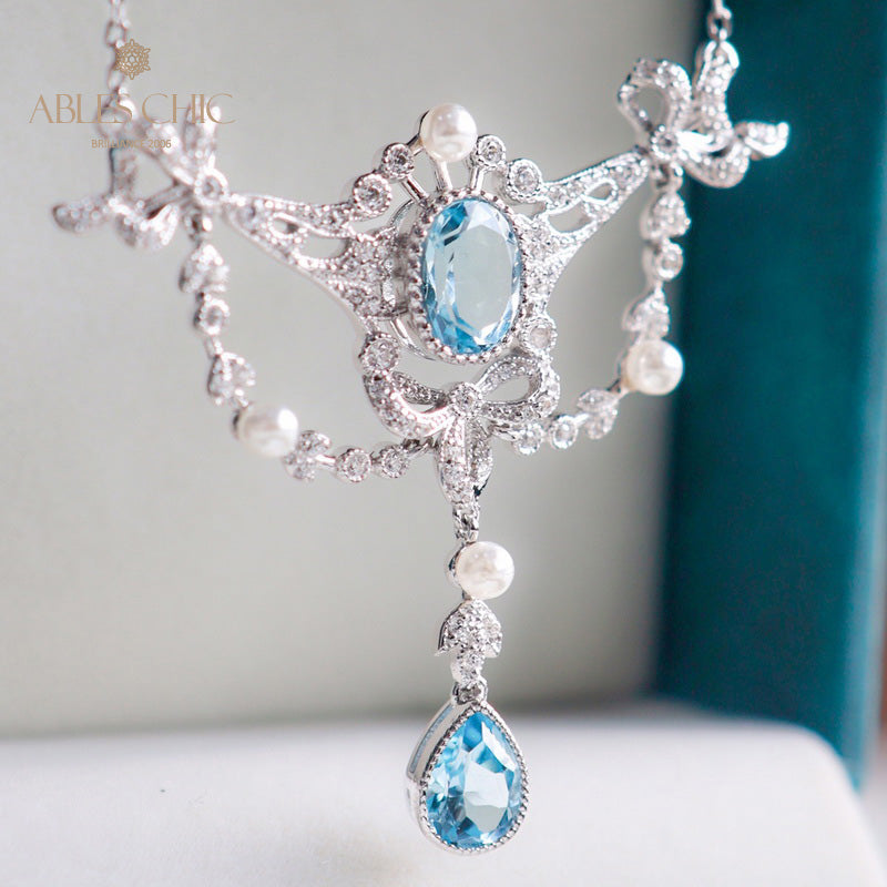 Natural Topaz Floral Necklace 6062