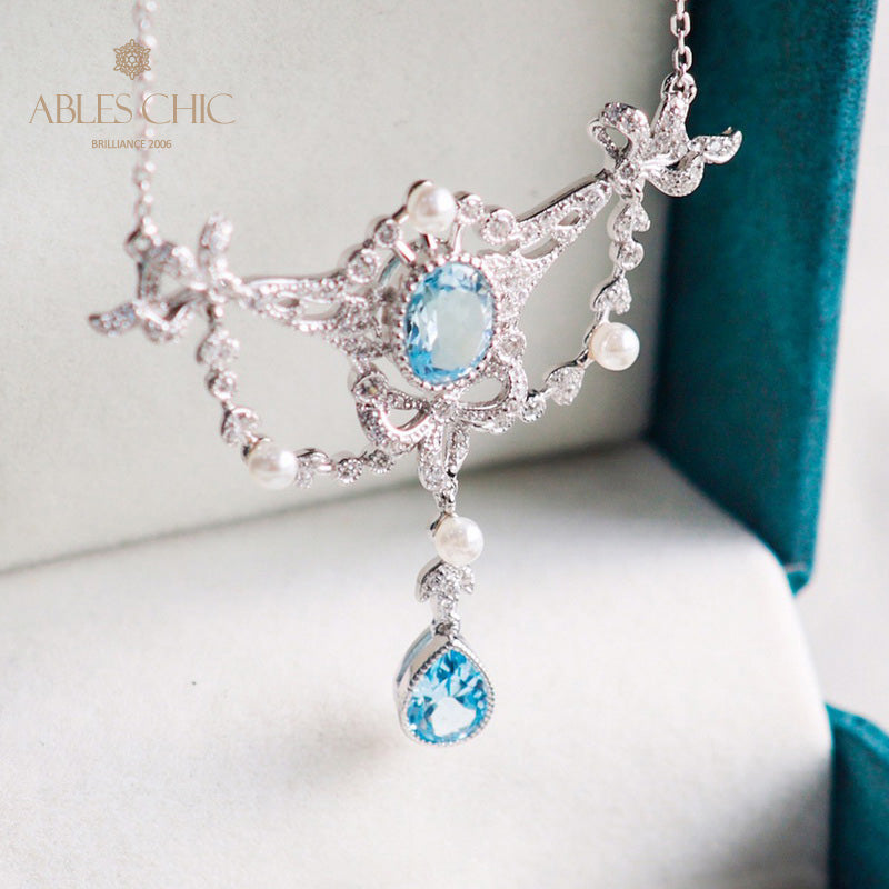 Natural Topaz Floral Necklace 6062