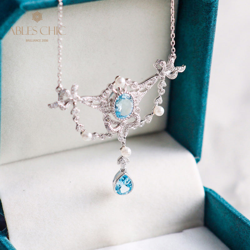 Natural Topaz Floral Necklace 6062