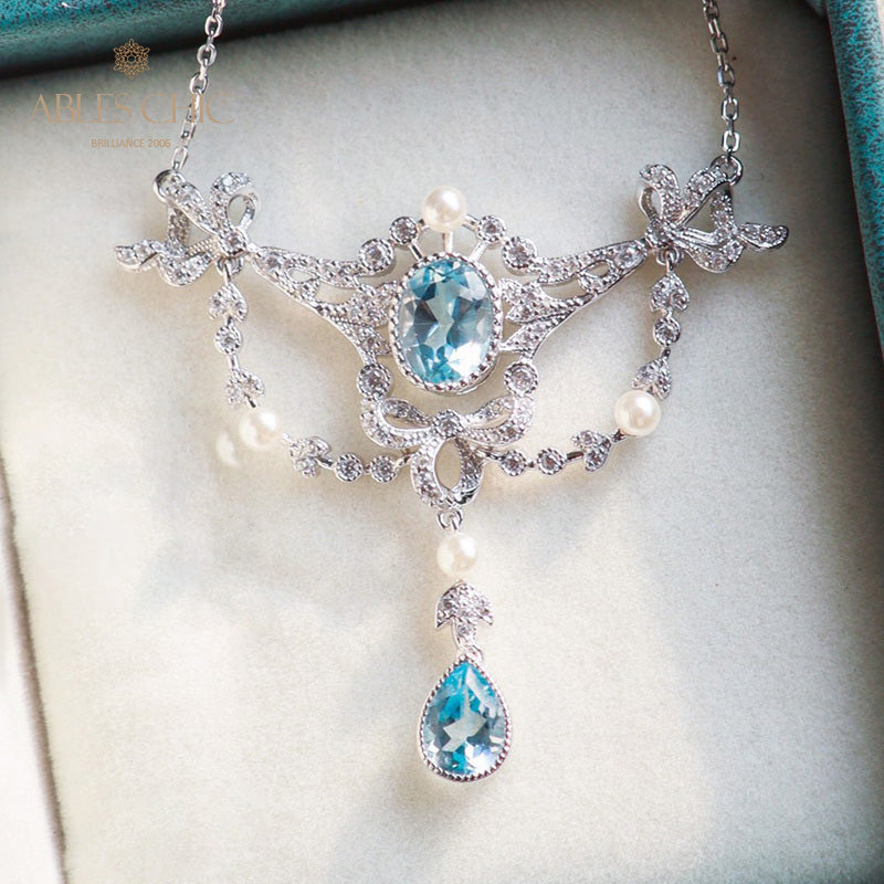 Natural Topaz Floral Necklace 6062