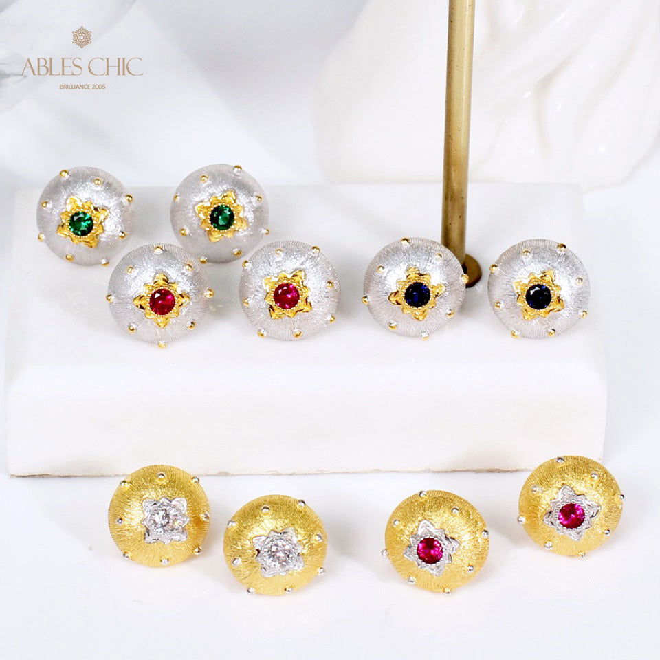 Silk Floral Gems Earrings 5083