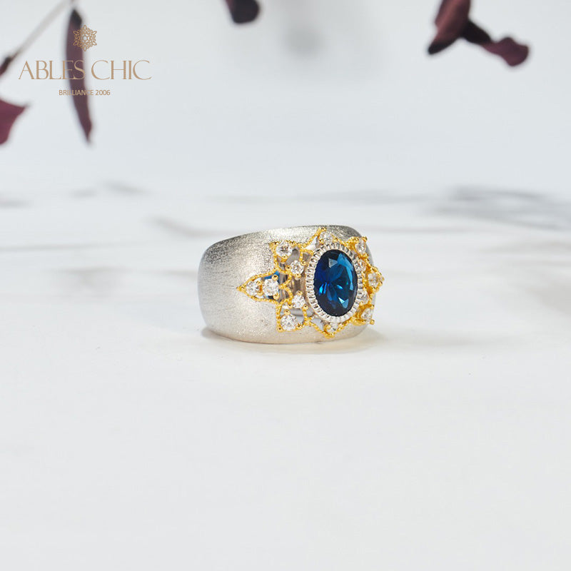 Sapphire Flower Silky Ring 6065