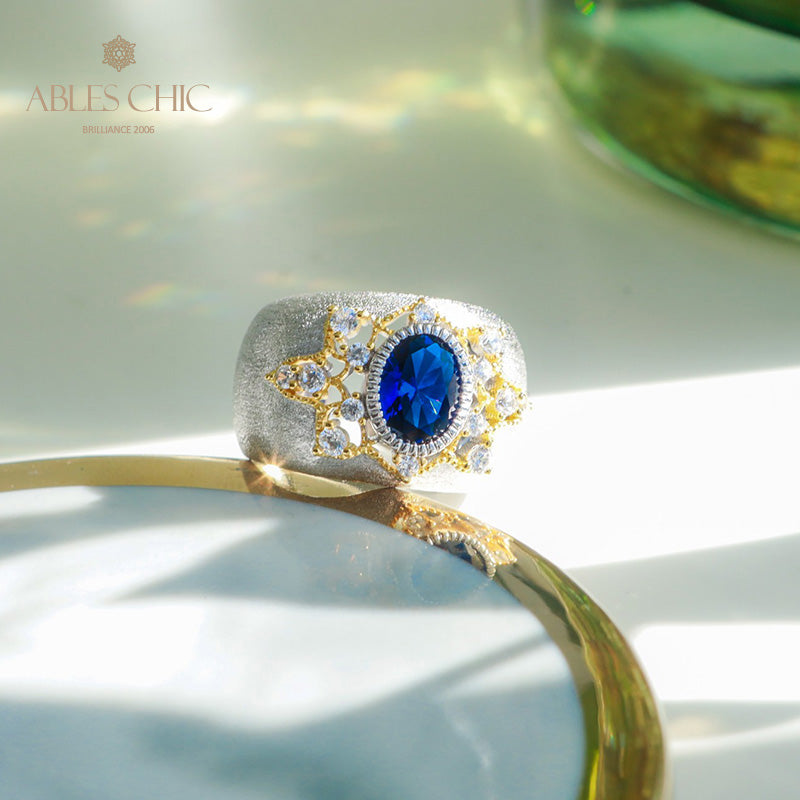 Sapphire Flower Silky Ring 6065
