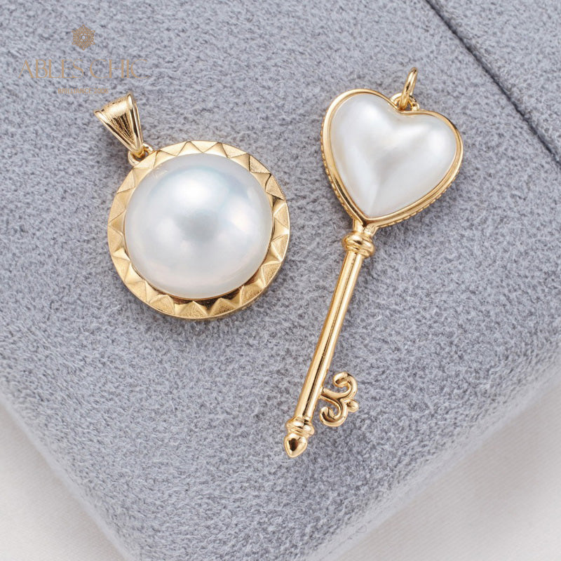 Heart Mabe Pearl Key Pendant 5840