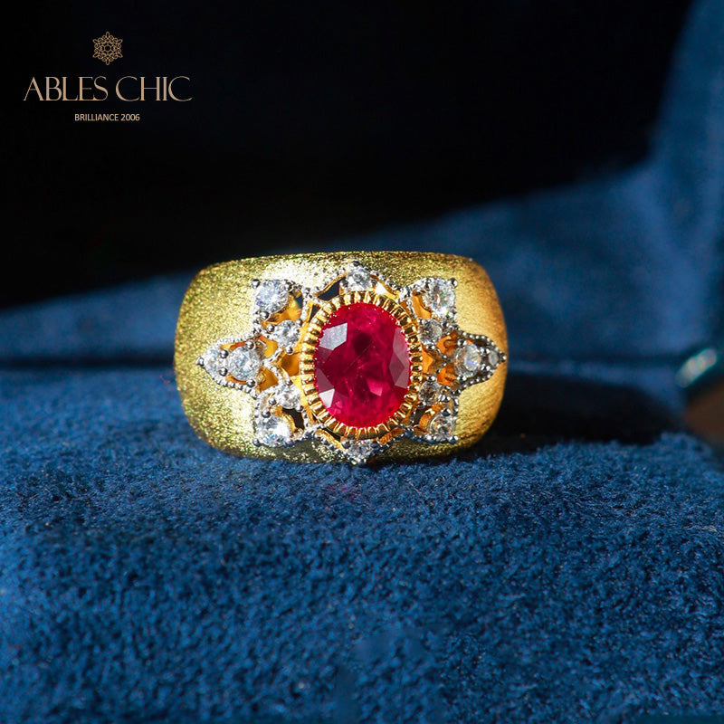 Sapphire Flower Silky Ring 6065