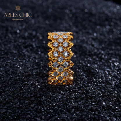 Lace Multi Row Stone Open Ring 5705