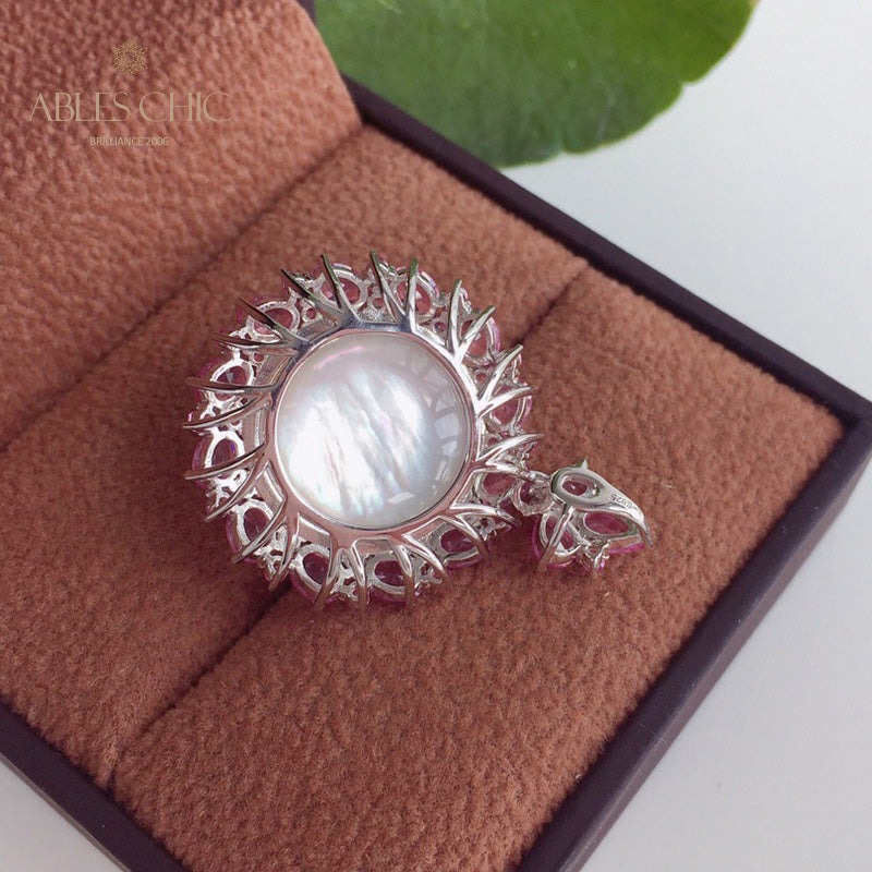 CZ Halo Mabe Pearl Pendant 5861