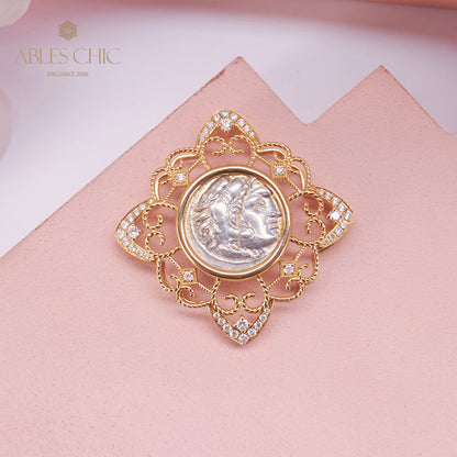 Hercules Coin Filigree Pendant Only