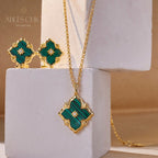 Turquoise Clover Malachite Earrings 5789