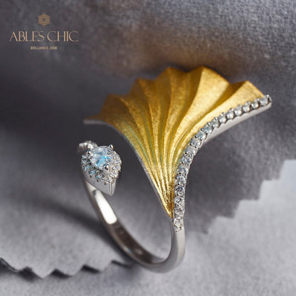 Bague florale feuille de Ginkgo 5859