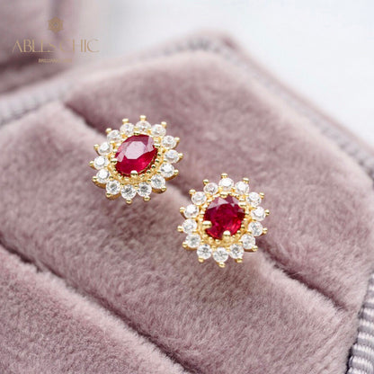 Natural Ruby Floral Earrings 5816