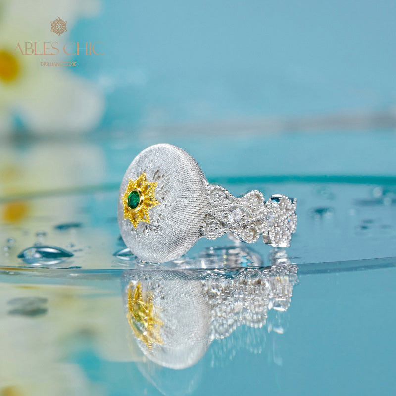 Bague florale ajourée en tissu 5885