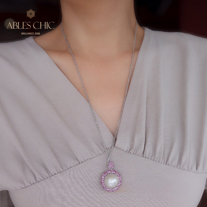 CZ Halo Mabe Pearl Pendant 5861