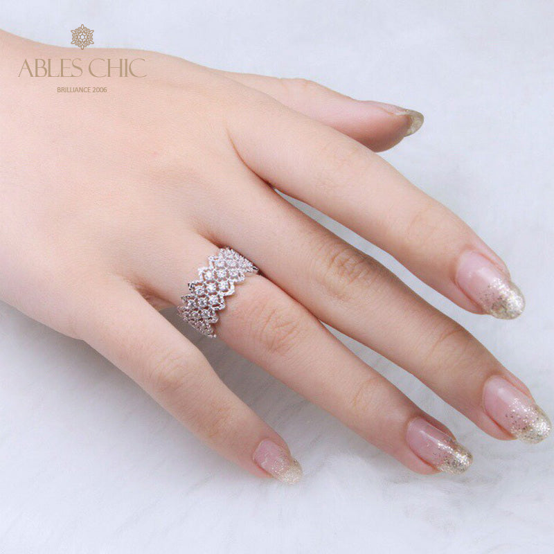 Lace Multi Row Stone Open Ring 5705