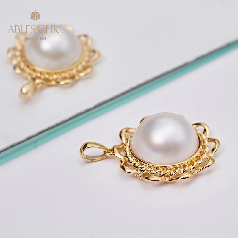 Wavy Halo Mabe Pearl Pendant 5847