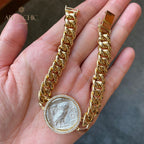 Greek Athena Flip Medallion Bracelet