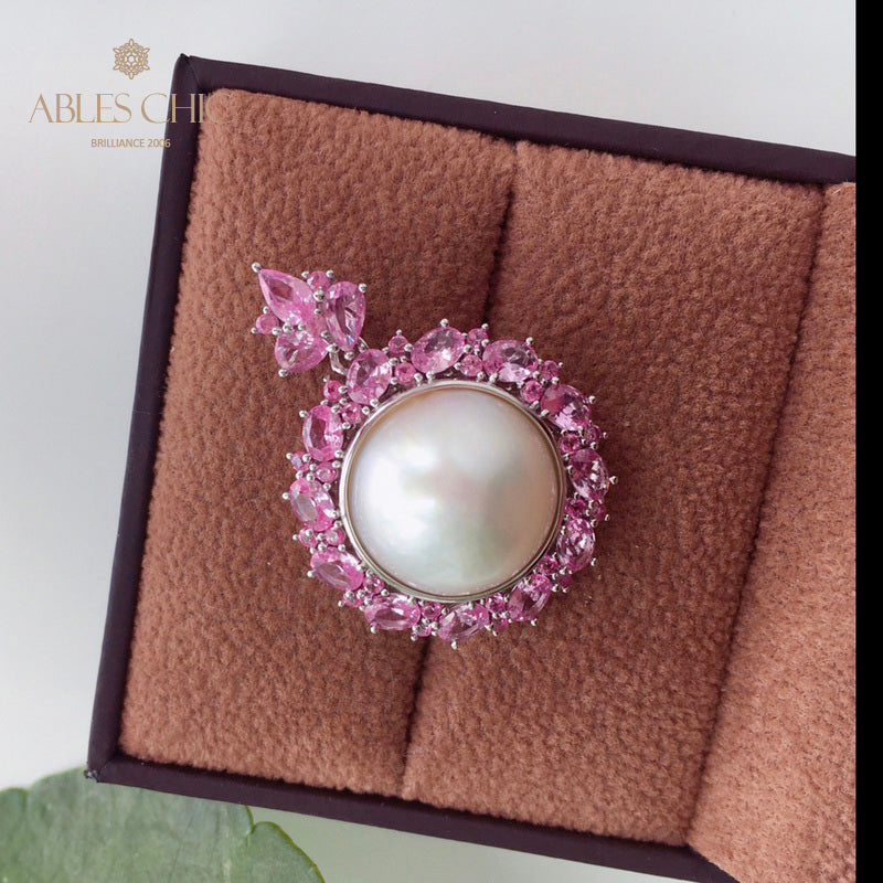 CZ Halo Mabe Pearl Pendant 5861