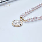 Byzantine Athena Coin Akoya Pearl Necklace