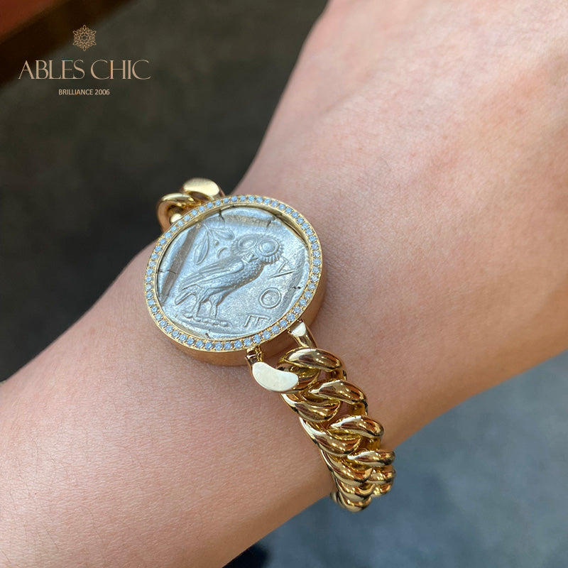 Greek Athena Flip Medallion Bracelet