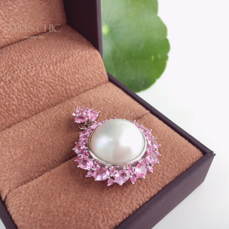 CZ Halo Mabe Pearl Pendant 5861