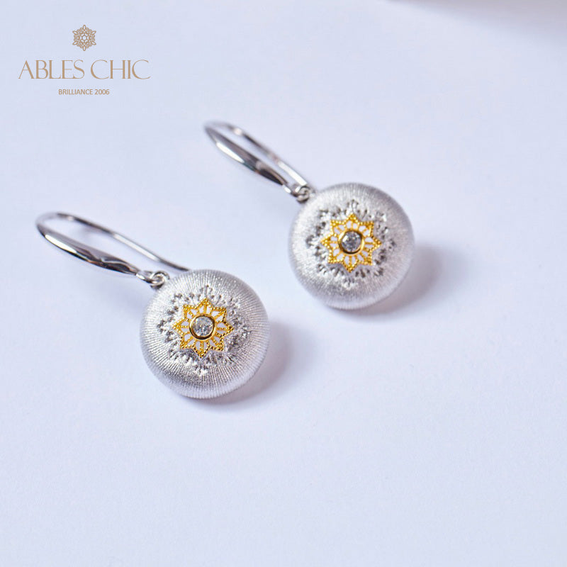 Domed Floral Drop Earrings 5894