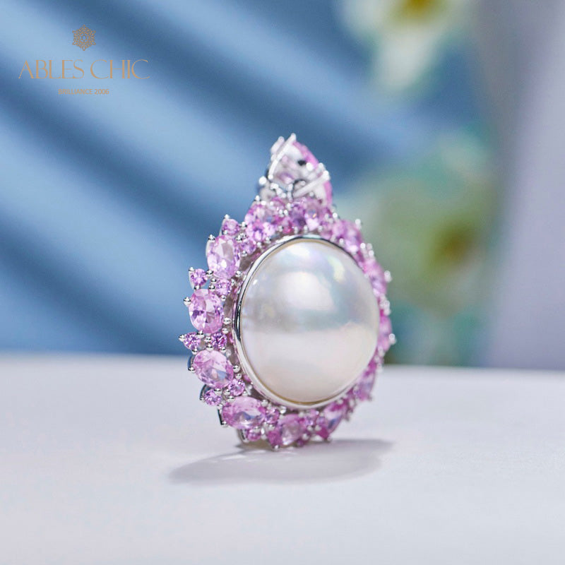 CZ Halo Mabe Pearl Pendant 5861