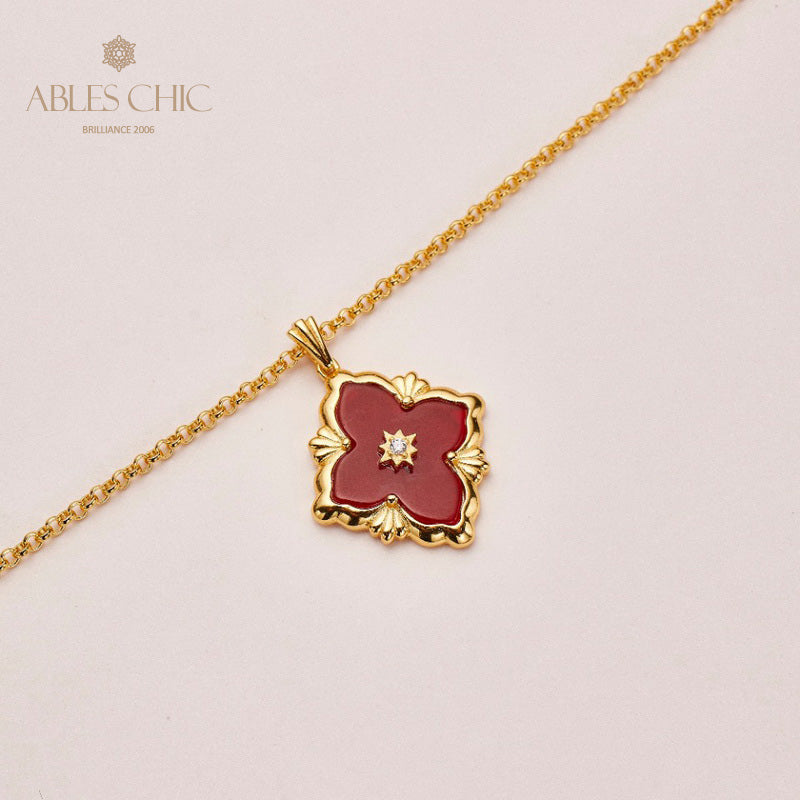 Clover Agate Floral Necklace 5727