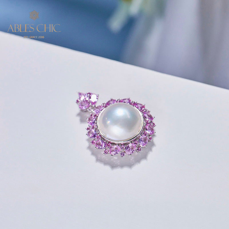 CZ Halo Mabe Pearl Pendant 5861