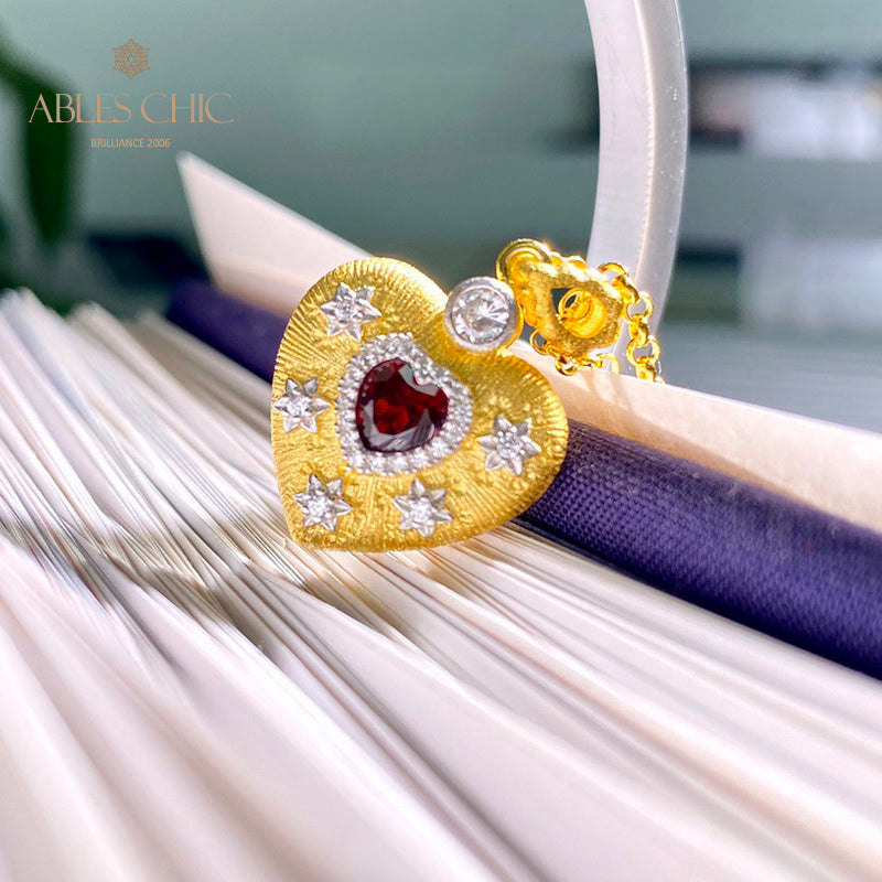 Fabric Pattern Heart Charm Necklace 5849