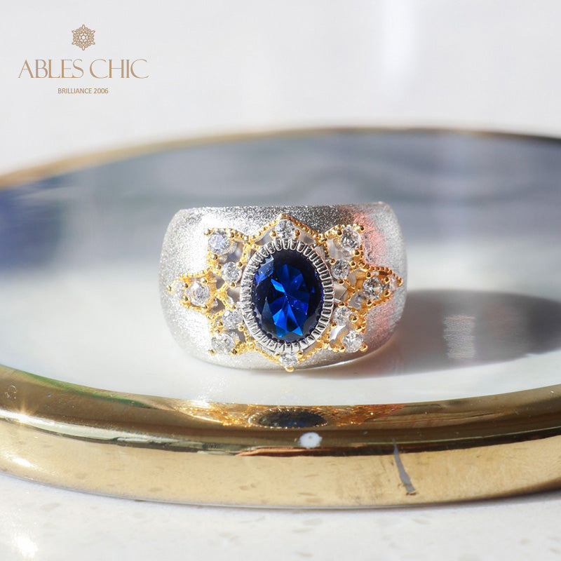 Sapphire Flower Silky Ring 6065