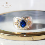 Sapphire Flower Silky Ring 6065