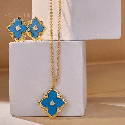 Turquoise Clover Necklace 5791