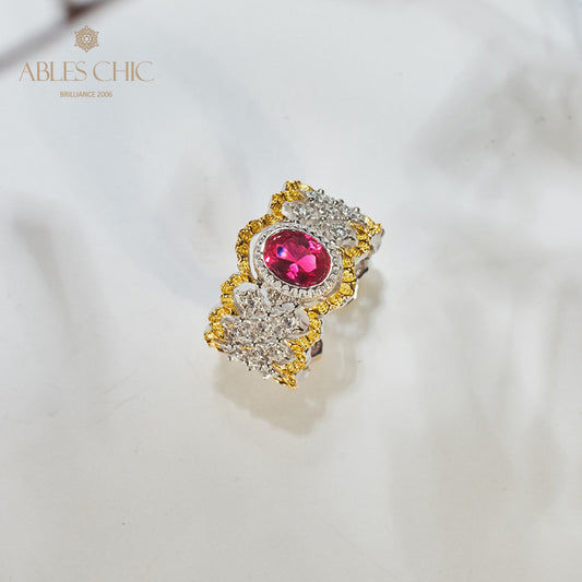 Bague florale en dentelle rubis 6048