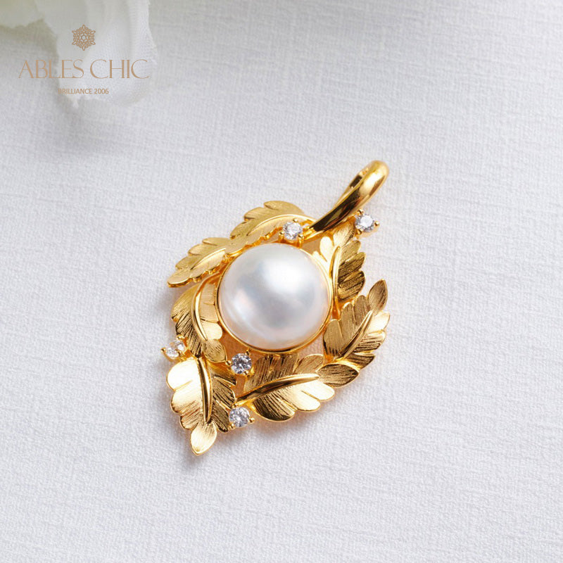 Mabe Pearl Leaf Garland Necklace 5817