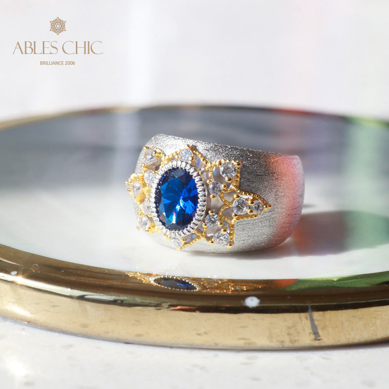 Sapphire Flower Silky Ring 6065
