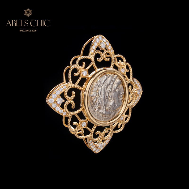 Hercules Coin Filigree Pendant Only