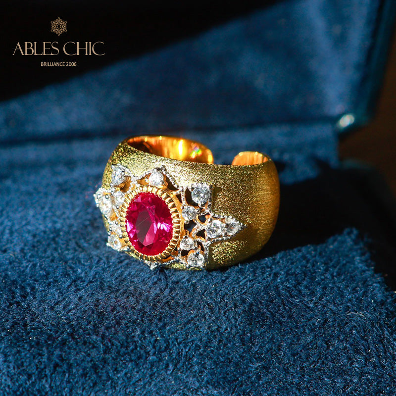 Sapphire Flower Silky Ring 6065