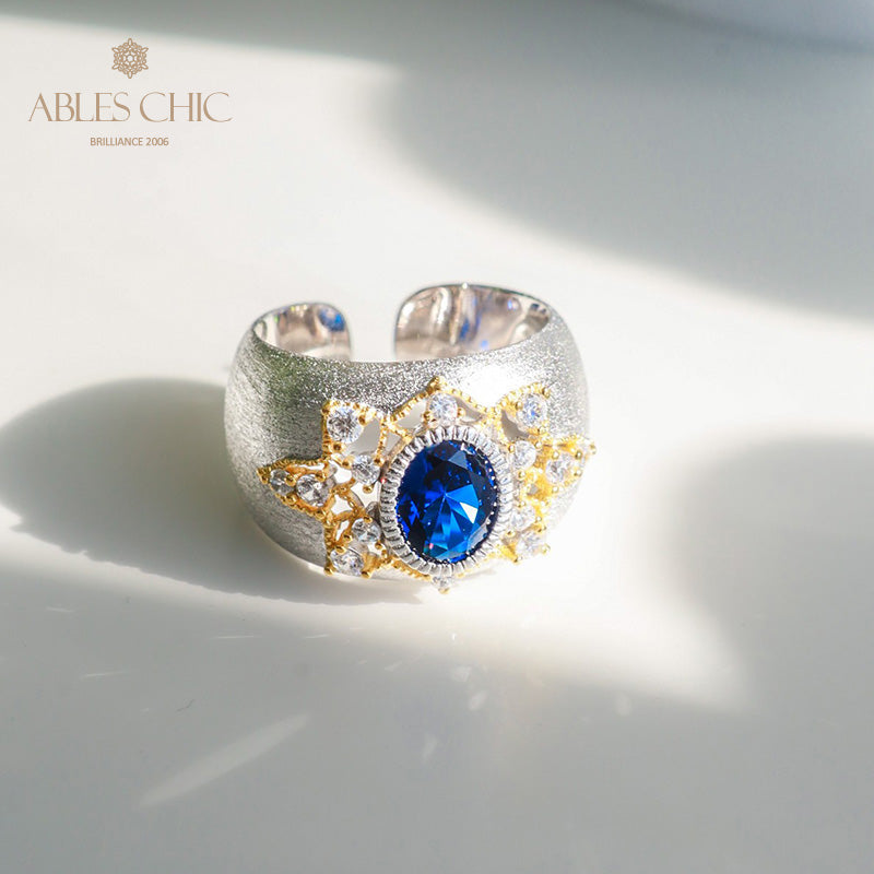 Sapphire Flower Silky Ring 6065