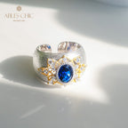 Sapphire Flower Silky Ring 6065