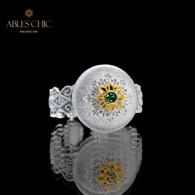 Bague florale ajourée en tissu 5885